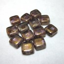 6mm Two Hole Czech Mate Luster Translucent Gold Smoke Topaz